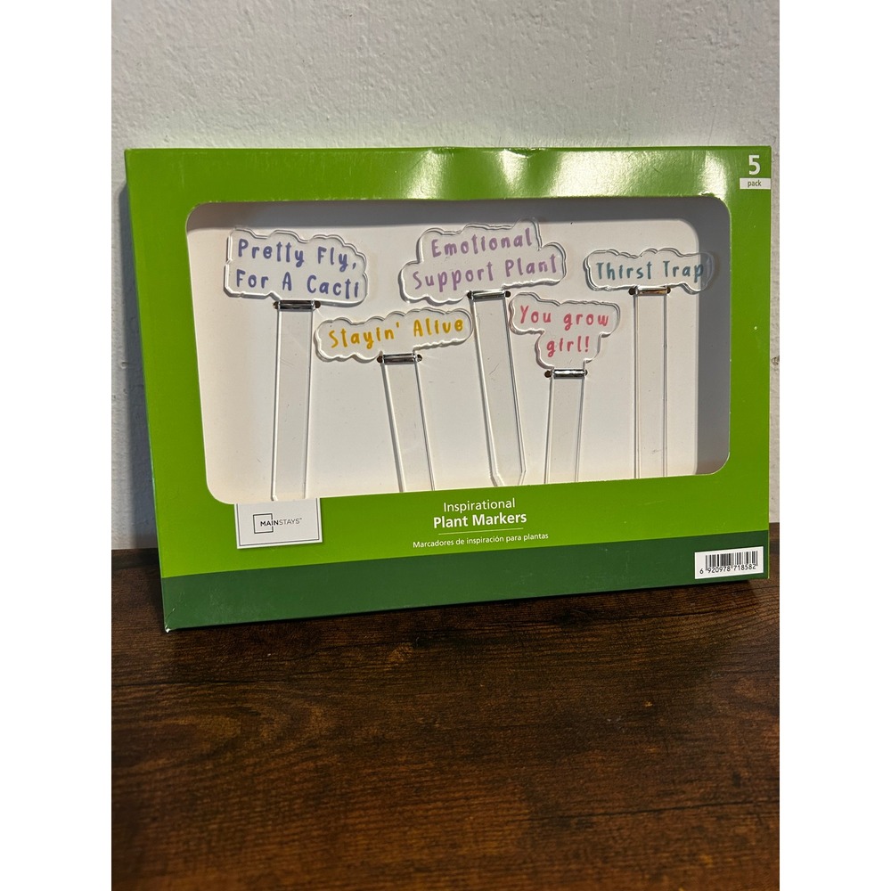 Mainstays Plant Markers Unisex OS Clear New Acrylic Punny Garden Stakes 5 Pack